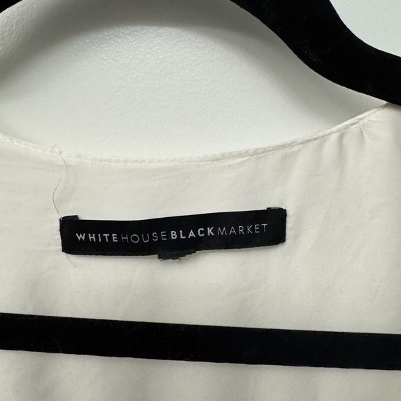 White House Black Market Cream Blouse with Lace Sleeve Detail - Picture 2 of 5